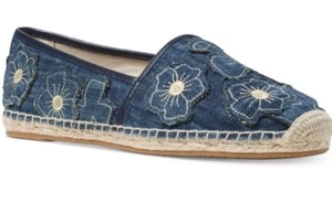 Michael Kors Kendrick Slip On floral Applique denim canvas Espadrille Sz 9.5 NWB - Picture 1 of 10