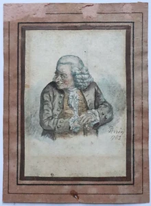 Perrin 1783 Aquarell 18ème Porträt Voltaire - Bild 1 von 12