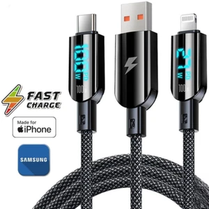 Fast Charge Type C Cable LED Display USB C to C Charging Date Transfer iPhone - Picture 1 of 13