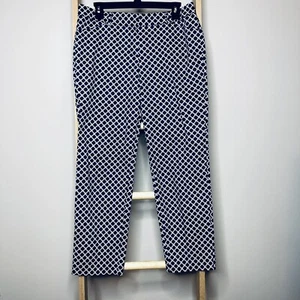 ND New Directions Moroccan Print Blue & White Straight Leg Dress Pants Women's 8 - Picture 1 of 12