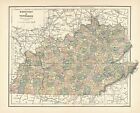 VINTAGE State Map - KENTUCKY & TENNESSEE - Ca. 1910  - 8 1/2 x 12 inches