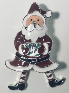 "Adorable broche de movimiento Santa esmaltado y tono plateado de 2""" - Imagen 1 de 4