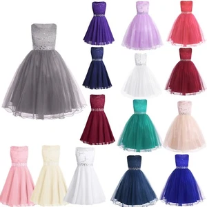 Blumenmädchen Prinzessin Kleid Kinder Festzug formelle Party Hochzeit Geburtstagskleid Kleid - Bild 1 von 64