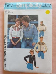 Simplicity 7917 Vintage (1977) Unisex Western Shirt Pattern Size 38-40 - Picture 1 of 2
