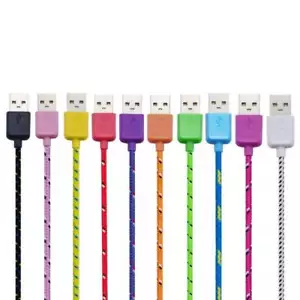 Fabric Braided Charger Cable FOR MICRO-C TYPE REVERSIBLE PIN PHONES & DEVICES - Picture 1 of 16
