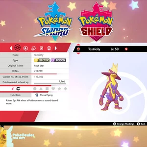 ✨ Shiny Toxtricity 🟣Event Rock Star 🟣 Pokémon Sword & Shield 🟣 UNTOUCHED - Picture 1 of 7