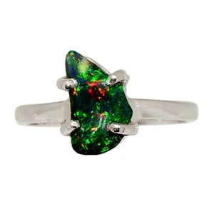Natural Chalama Black Opal 925 Sterling Silver Ring Jewelry s.7 ALLR-30908 - Picture 1 of 1