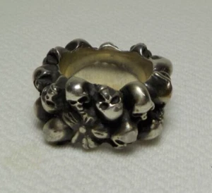 VINTAGE WERKSTATT MUNCHEN STERLING SILVER SKULL RING GERMANY - Picture 1 of 13