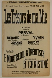 Musikpartitur Lied Wort Les Trésors de ma Mie Perval Mortreuil - Bild 1 von 2