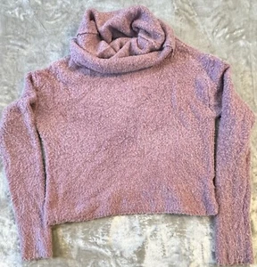 Free People Cropped Sweater Cowl Neck Stormy Womens M Lavender Purple Wool Blend - Picture 1 of 7