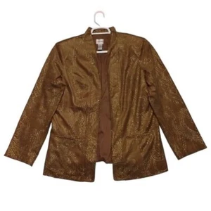 Giacca blazer donna Chico's ecopelle scamosciata borchie oro aperto davanti tg 2 foderata lavoro - Foto 1 di 6