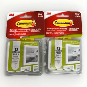 3M Medium Picture Hanging Strips White 3/4" x 2-3/4" 17204-12ES {E} - Picture 1 of 11