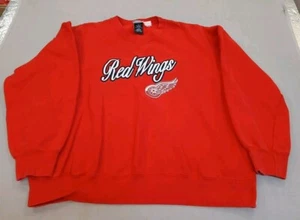 Detroit Red Wings Sweatshirt Mens XL Red Spellout Sports Attack Hockey - Picture 1 of 14
