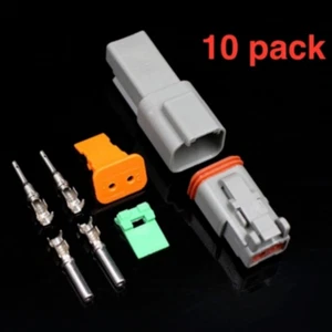 10Pcs Deutsch DT 2 Way Pin Male/Female Kit Electrical Connector Plug Waterproof - Picture 1 of 11