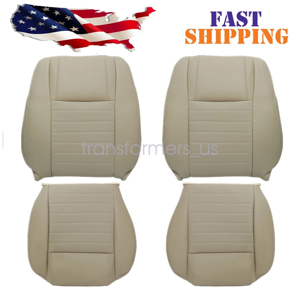Fits 2005-2009 Ford Mustang GT V8 Driver / Passenger Bottom / Top Seat Cover Tan Foto 1 de 4