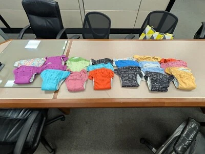 Pañales de tela de Bumgenius Lote de 20 varios colores + 2 bolsas y toallitas reutilizables Foto 1 de 4