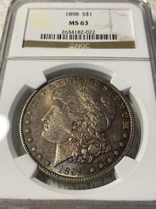 1898 Morgan S$1 MS63 NGC (No. 2634182-019) BEAUTIFUL TONE - Picture 1 of 24
