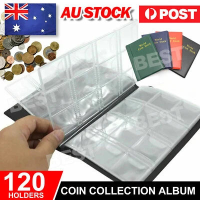 120 Coins Penny Collecting Holders Pockets Storage Folder Album Book Sleeves - image 1 of 4