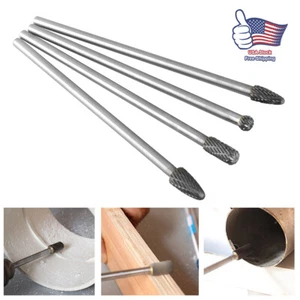 Set 4 pezzi frese rotanti in carburo di gambo 1/4" doppio taglio utensili punte in carburo di tungsteno - Foto 1 di 11