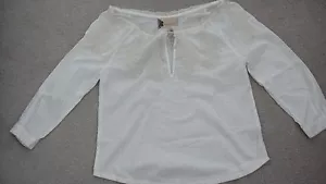 Fleur Wood white 3/4 length sleeves white top, size 0 - Picture 1 of 1