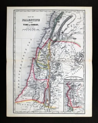Mapa Coleman Palestina Tiempo de Jesucristo Israel Jerusalén Siria Fenicia 1869 Foto 1 de 4