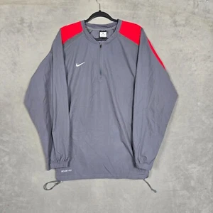 Nike Jacket Mens Large Gray Red 1/4 zip Storm Fit Windbreaker vented lightweight - Picture 1 of 11