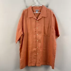 Breakwater Mens XL Shirt Linen Pink Coraly Short Sleeve Button Collar Woven - Picture 1 of 12