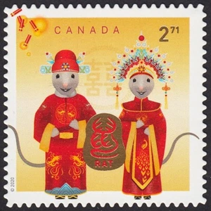 DIE CUT = RAT LUNAR NEW YEAR = 2.71 INTERN RATE BK STAMP MNH Canada 2020 #3232i - Imagen 1 de 1