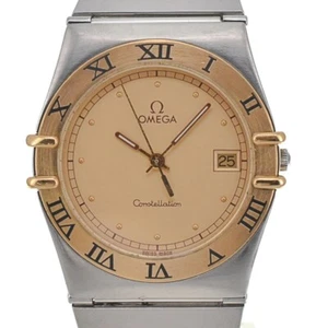 OMEGA Constellation YG Flat Bezel gold Dial Quartz Men's Watch D#139216 - Picture 1 of 8