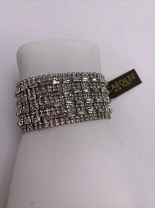 Samples Carolee silver tone rhinestone crystal Statement Bracelet Jc703-4 - Picture 1 of 9
