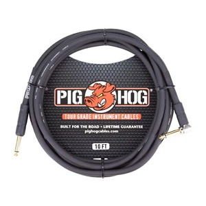 Pig Hog 1/4 - 1/4 Right Angle 8mm Instrument Cable (10 ft, Black) - Picture 1 of 3