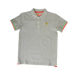 Scuderia Ferrari Kid "Ita Tricolor Flag Piquet" Gray Polo Shirt 3/4 Years - Picture 1 of 4
