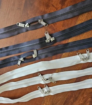 6 Double Zippers New Craft Leather Purse Beige, Black, Brown - Image 1 of 2