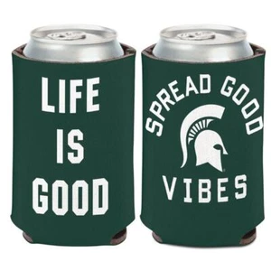 Michigan State Spartans Life Is Good 12oz Two Sided Can Cooler [NEW] Koozie - Picture 1 of 1