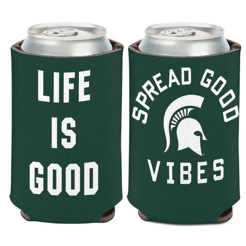 Michigan State Spartans Life Is Good 12oz Two Sided Can Cooler [NEW] Koozie Cover