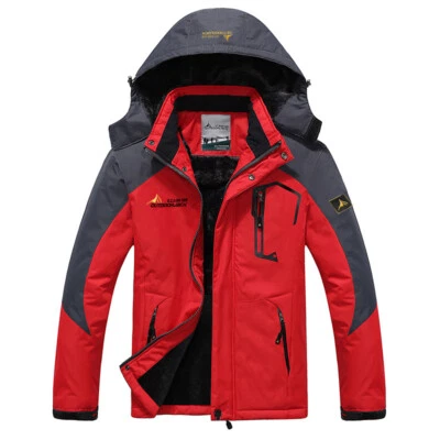 Men's Waterproof Winter Jacket Warm Winter Coat Outdoor Ski Snow Hooded Jacket - Image 1 of 4