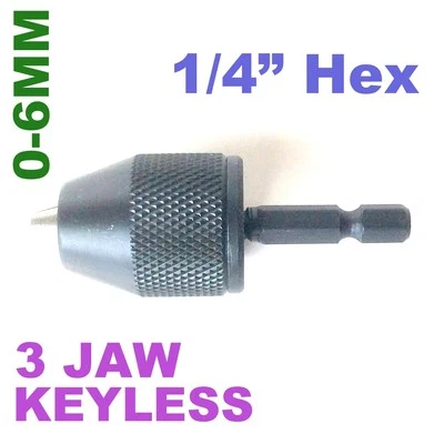 1 pc Keyless Drill Chuck 0-6mm Cap with Converter 1/4" Hex Adapter sct-888