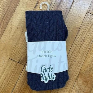 Kidichic Girls Navy Blue Braided Winter Tights Size 5-7 years - Picture 1 of 3