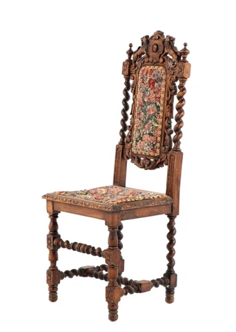 antique Renaissance Revival style carved wood side chair Cover