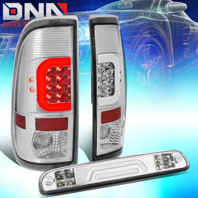 FIT 99-07 FORD SUPER DUTY LED C-BAR LANTERNA TRASEIRA + TERCEIRA LÂMPADA DE FREIO/CARGA 3D CROMADA - Imagem 1 de 4