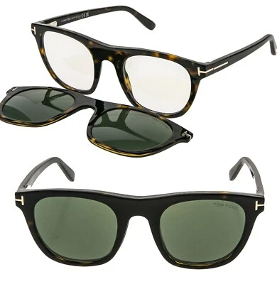 汤姆·福特 TF5895B 052 棕色磁性夹蓝色方格光学太阳镜 5895 — 第 1/4 张图片