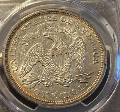 1872 Seated Liberty Silver Dollar $1 - PCGS AU Detail (MINOR RIM DING) - Rare - Image 1 of 4
