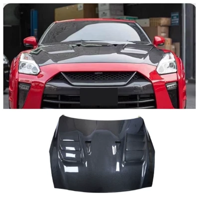 Real Carbon Fiber Vented Hood Bonnet Cover For Nissan GT-R GTR R35 2009-2017 - Image 1 of 4