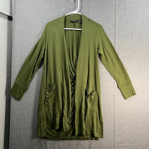 Susan Graver Weekend Regular Jersey Knit Draped Back Kale Green Size Small - Picture 1 of 11