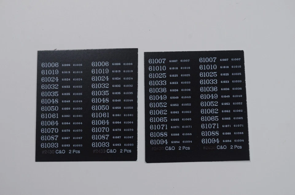 Juego de renumeración Accurail HO C&O para coche tolva de 2 bahías #2431 Foto 1 de 1