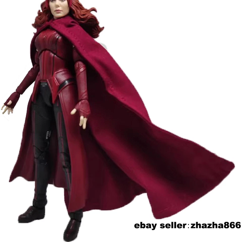 1/12 Scale Wine Red Wired Cloak Cape Fit for Witch Wanda 6'' Action Figure Custo - Image 1 of 1