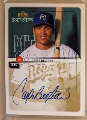 1999 Upper Deck MVP PROSIGN #CB Carlos Beltran RARO NOVATO CONTROLE REMOTO NO CARTÃO AUTÓGRAFO - Imagem 1 de 2