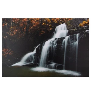 Northlight Natures Woods Autumn Waterfall Scene Canvas Wall Art 15.75" x 23.5" - Picture 1 of 4