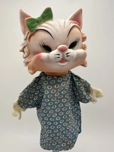 Mein Spielzeug Gummi Gesicht Mädchen Katze, ähnlich Rushton, seltene Handpuppe Vintage 50er - Bild 1 von 15