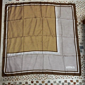 Christian Dior 100% Seide Schal braun weiß aus Japan - Bild 1 von 24